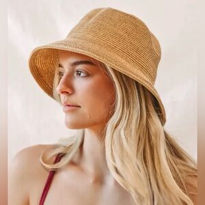 Bon Voyage Babe Tan Straw Bucket Hat